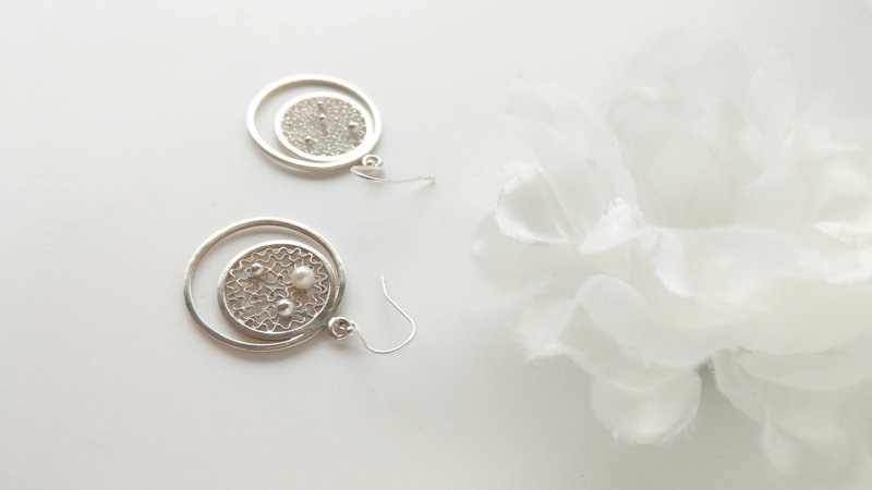 Tired wire Filigree Filigree sterling silver handmade earrings Clip-On custom - Earrings & Clip-ons - Other Metals 