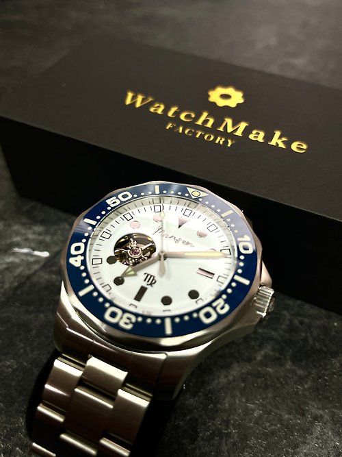 Watchmake HK 可刻名星座潛水錶/日本製機械錶/夜光指針/鏤空機芯/200米防水
