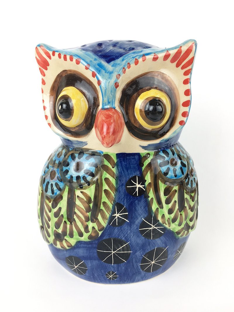 Nice Little Clay three-dimensional hand-decorated Big Owl 5 - Pottery & Ceramics - Pottery Multicolor