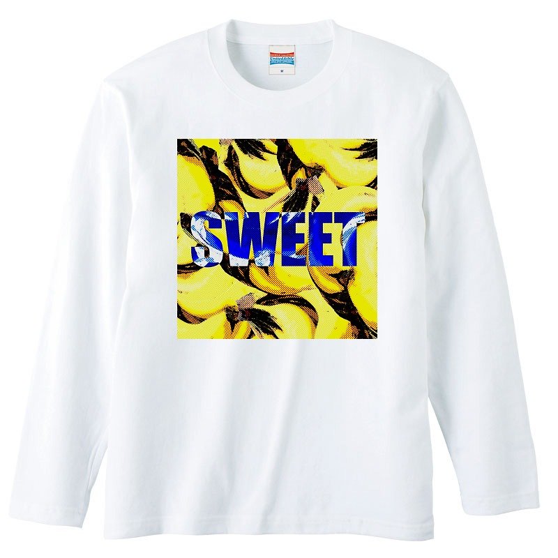 [Long sleeve T shirt] sweet banana - เสื้อยืดผู้ชาย - ผ้าฝ้าย/ผ้าลินิน ขาว