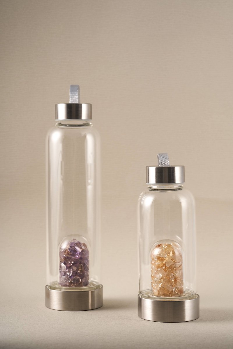 華光-藏晶閣| 天然水晶石能量水瓶 | 水晶碎石 | 多重能量補充 - 水壺/水瓶 - 水晶 