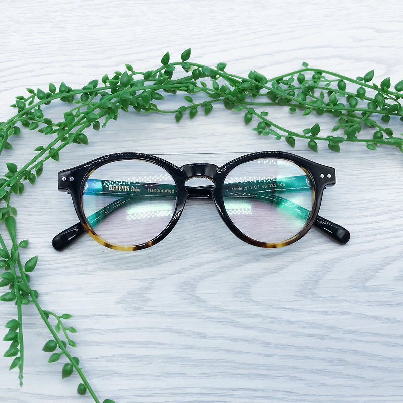 (無庫存)Yellow Tortoise Black Boston Shape eyeglasses frame eyewear - Glasses & Frames - Other Materials Black