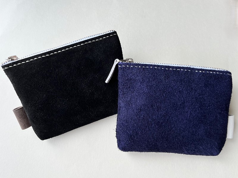 [Handmade in Japan] Leather Pouch Coin Purse Accessory Case - Toiletry Bags & Pouches - Genuine Leather Blue
