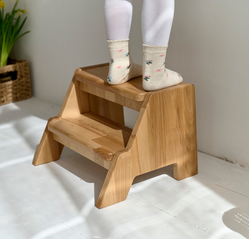 Montessori Toddler Step Stool Kids Bed Step Stool Child Helper Furniture - Kids' Furniture - Wood Brown