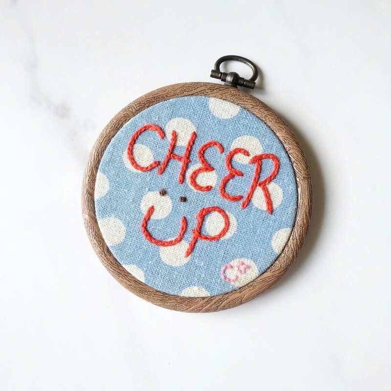 CaCa Crafts | 手工刺繡 Cheer Up 裝飾 - 擺飾/家飾品 - 繡線 藍色