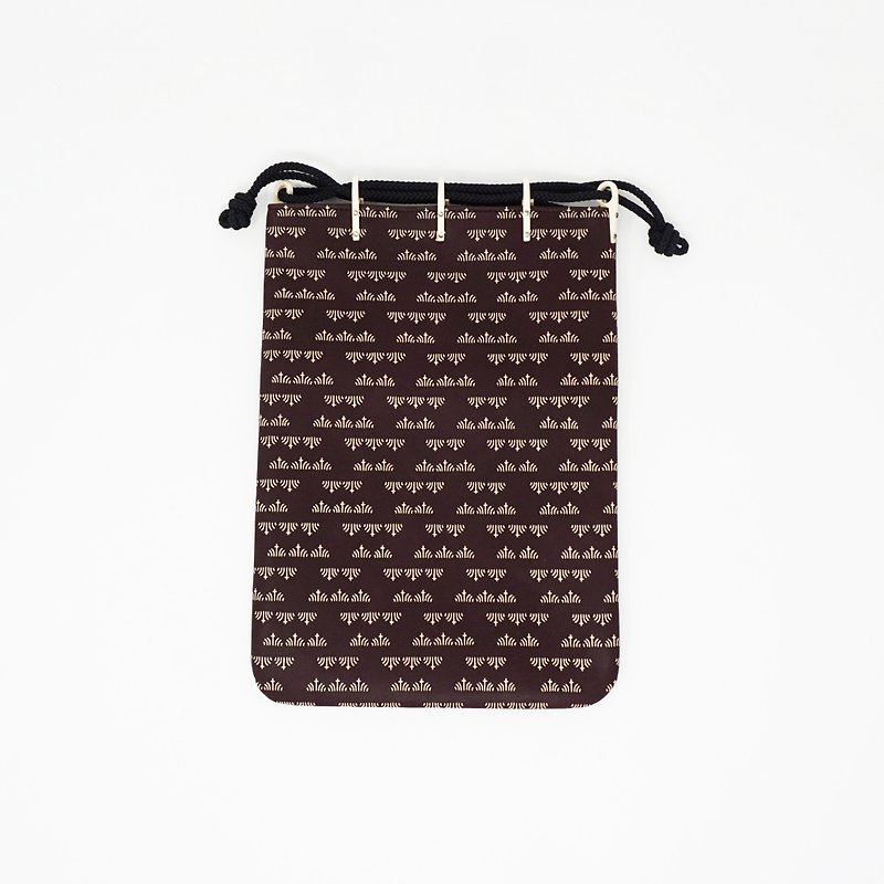 Go-kiri bag, Inden, iris pattern, Bordeaux x white lacquer - Handbags & Totes - Genuine Leather Black