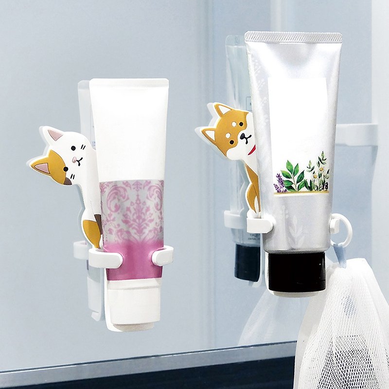 日本TOYO CASE 動物造型無痕壁掛式洗面乳/牙膏收納架-2款可選 - 浴室用品/收納 - 塑膠 多色