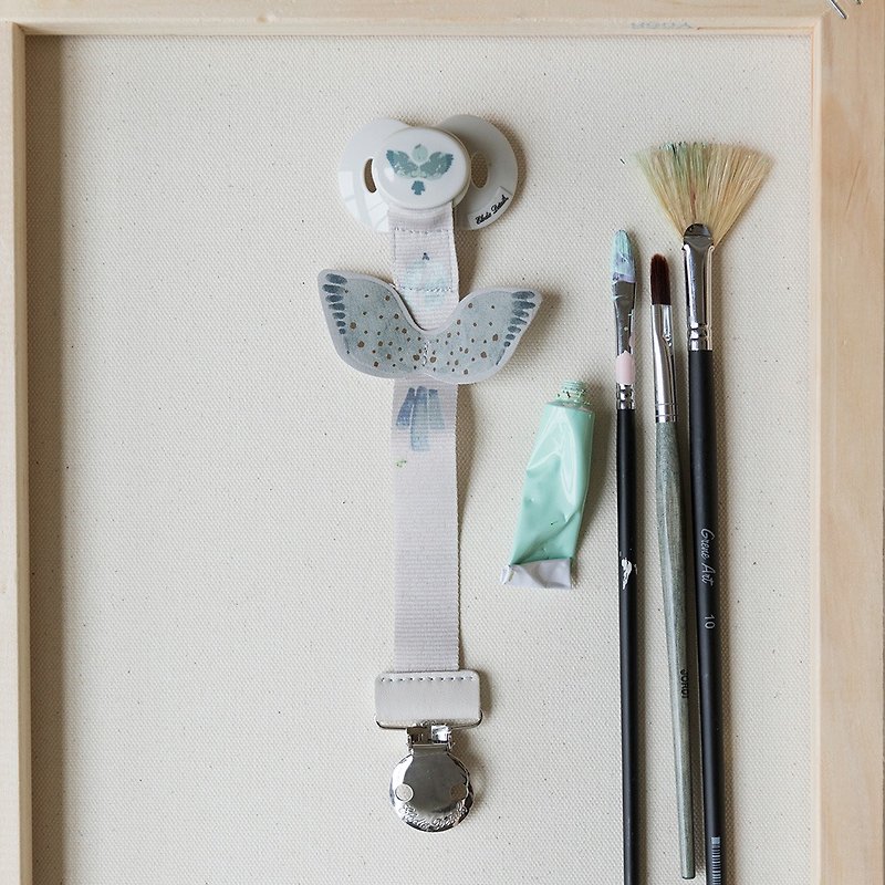 Elodie Details Pacifier + Pacifier clip Set - Watercolour Wings - ขวดนม/จุกนม - ซิลิคอน ขาว