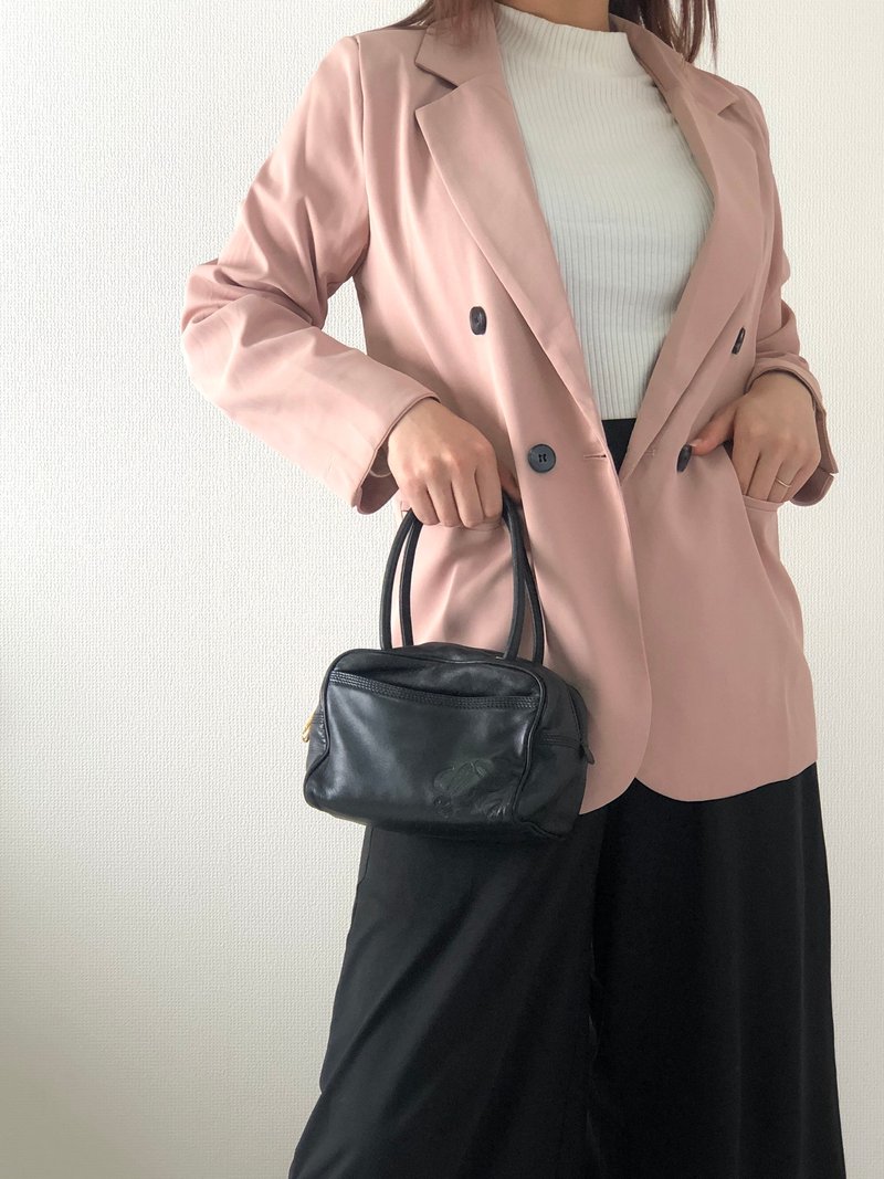 【 日本直送　名牌中古包 】LOEWE ロエベ アナグラム ハンドバッグ ブラック レザー vintage ヴィンテージ オールド vpng2m - 手提包/手提袋 - 真皮 黑色