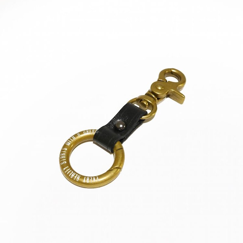 Key ring - psoriasis double buckle - Keychains - Genuine Leather Black