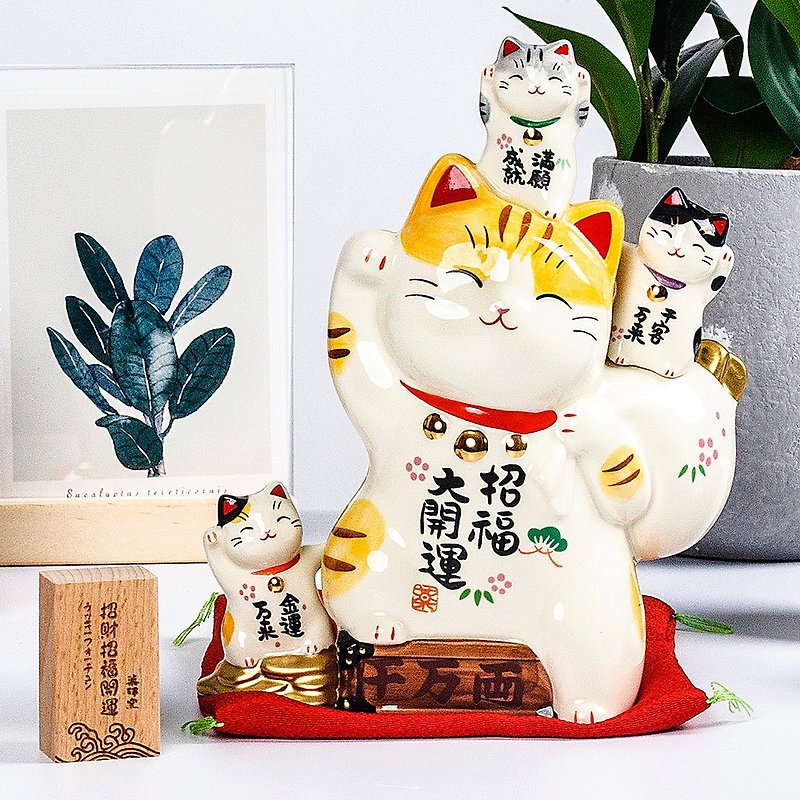 Japanese pharmacist kiln lucky cat lucky lucky piggy bank large ceramic decoration opening wedding birthday gift - ของวางตกแต่ง - ดินเผา 