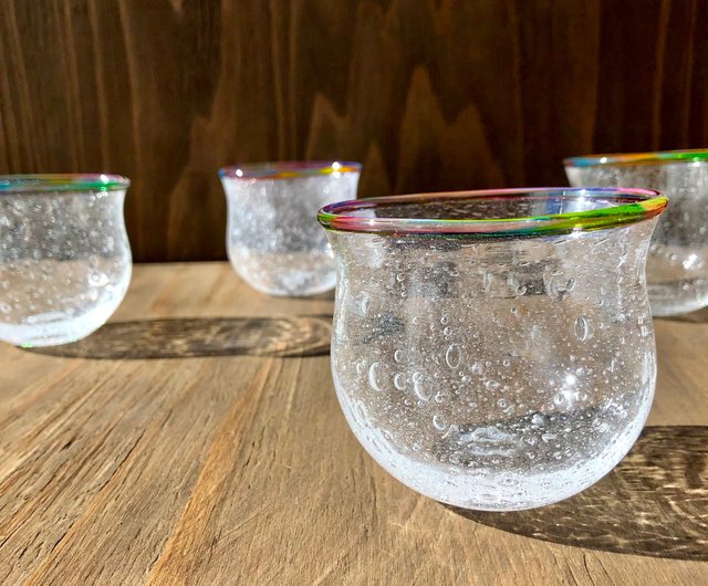 rainbow lip round bubble glass 1 piece blown glass - Shop alincoglass Cups  - Pinkoi