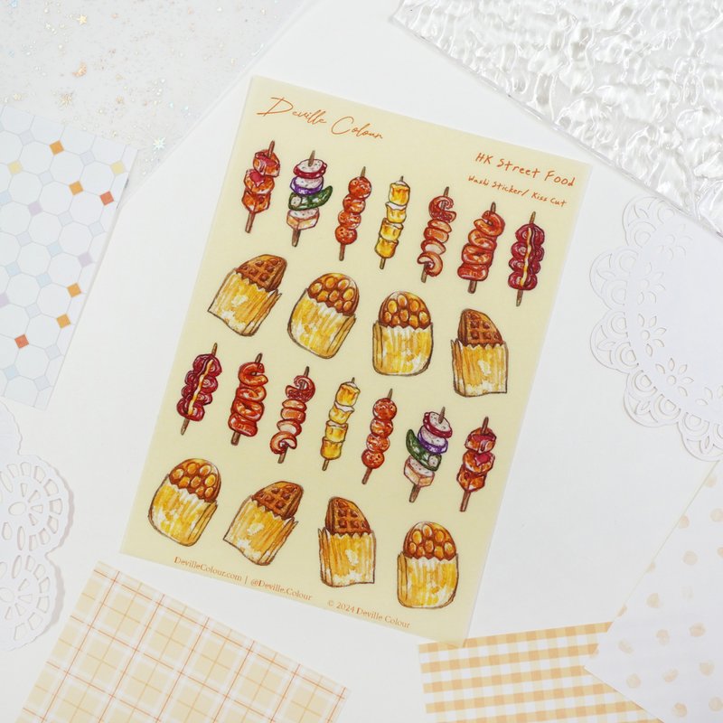 【Hong Kong Street Food】Washi Sticker Sheet - สติกเกอร์ - กระดาษ สีส้ม