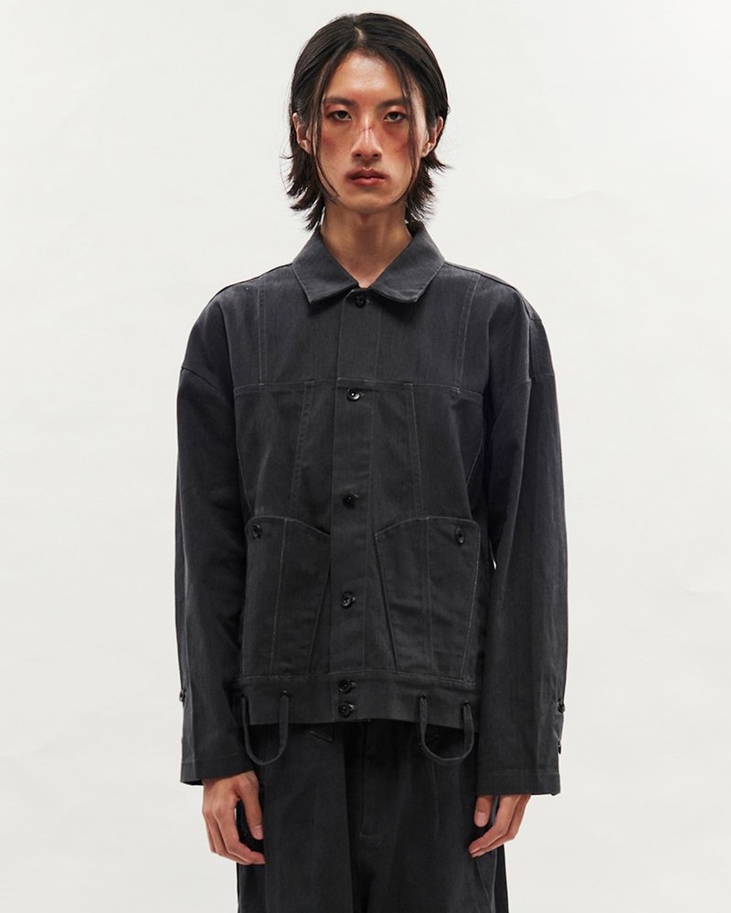 Denim Jacket - 男夾克/外套 - 棉．麻 黑色