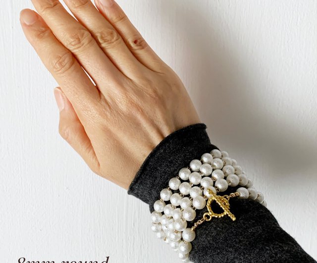 3WAY Pearl Beads Long Necklace (96cm / 8mm round beads) - 設計館