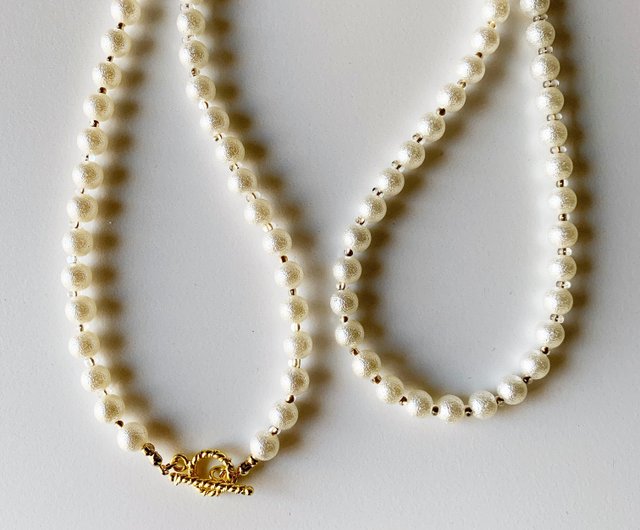 3WAY Pearl Beads Long Necklace (96cm / 8mm round beads) - 設計館