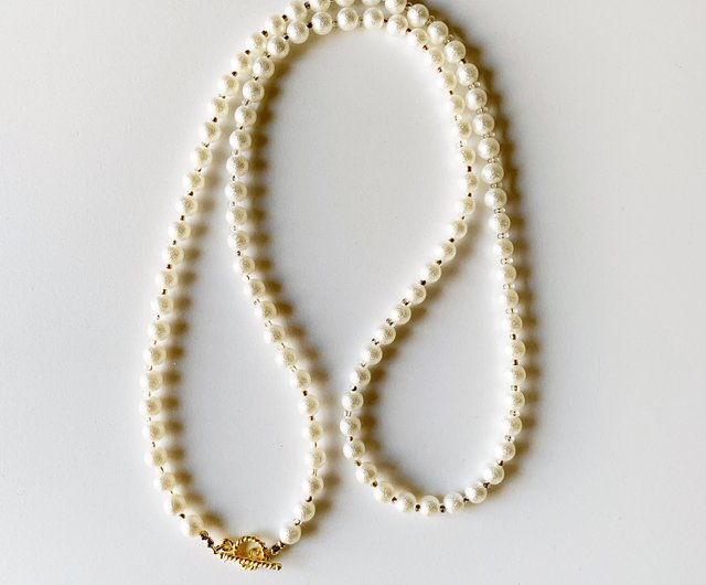 3WAY Pearl Beads Long Necklace (96cm / 8mm round beads) - 設計館