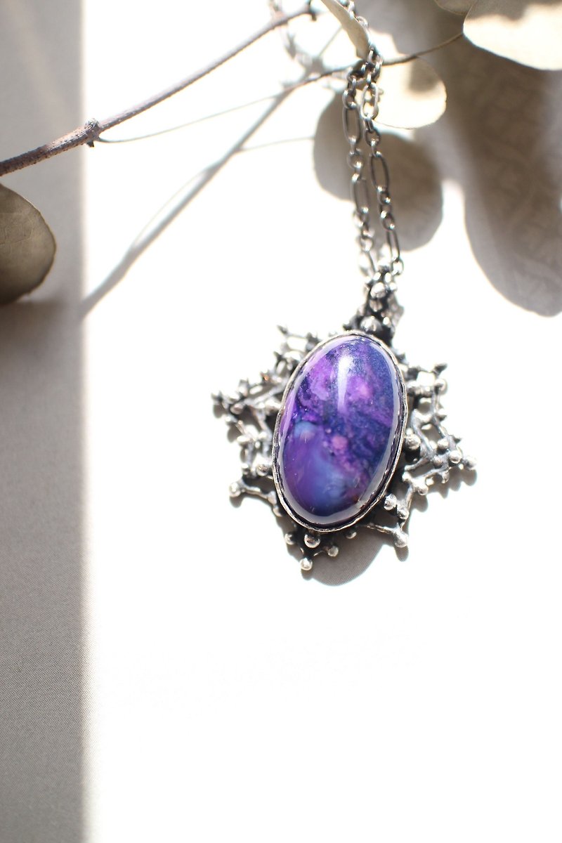 Sapphire sterling silver mandala star necklace - Necklaces - Gemstone Purple