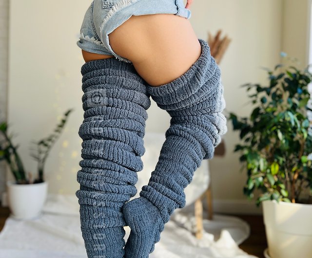Fleece thigh high socks Socks plus size Custom underwear Present for loved  one - Shop CozySocksStore Stockings - Pinkoi