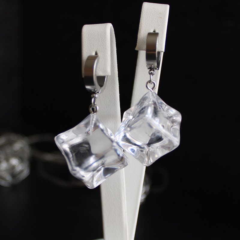 原創 幾何形狀耳環 純銀耳勾, 手作耳環 - 耳環/耳夾/耳骨夾 - 防水材質 透明