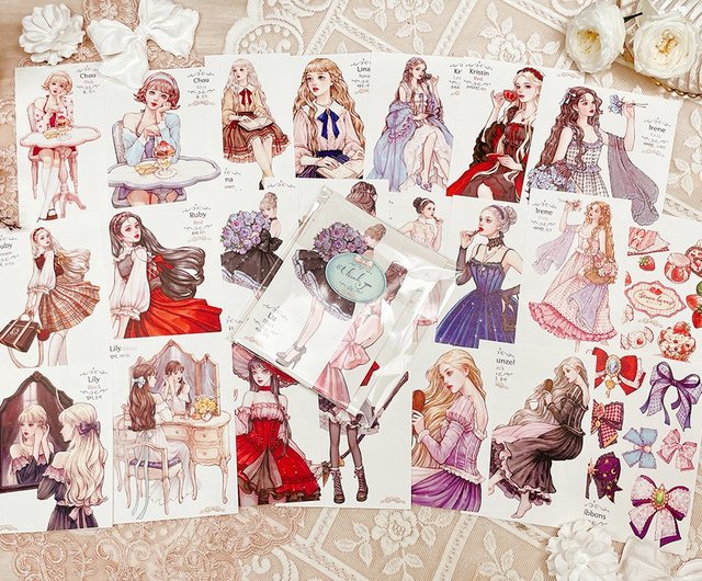 おすそ分けファイル 女の子 海外ステッカー HWARA ①コラージュ素材