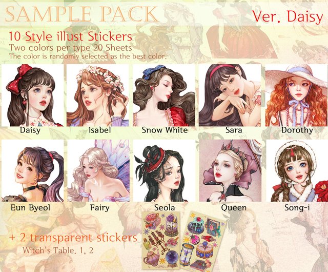 NEW)Sample Pack - Shop hwara Stickers - Pinkoi