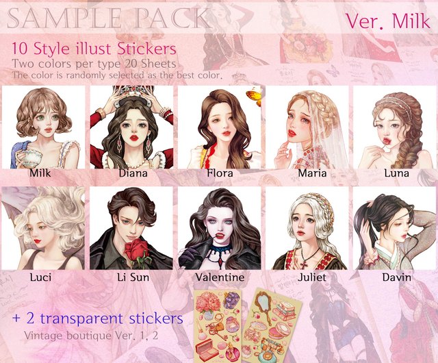 NEW)Sample Pack - Shop hwara Stickers - Pinkoi