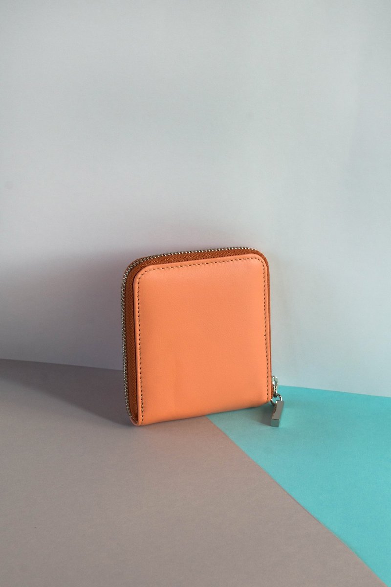 'MONDAY' ITALY LEATHER SHORT WALLET-PINK/ORANGE - Wallets - Genuine Leather Pink