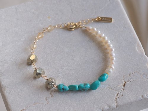 Natural stone bracelet Turquoise Pyrite Citrine Natural water