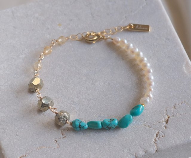 Natural stone bracelet Turquoise Pyrite Citrine Natural water