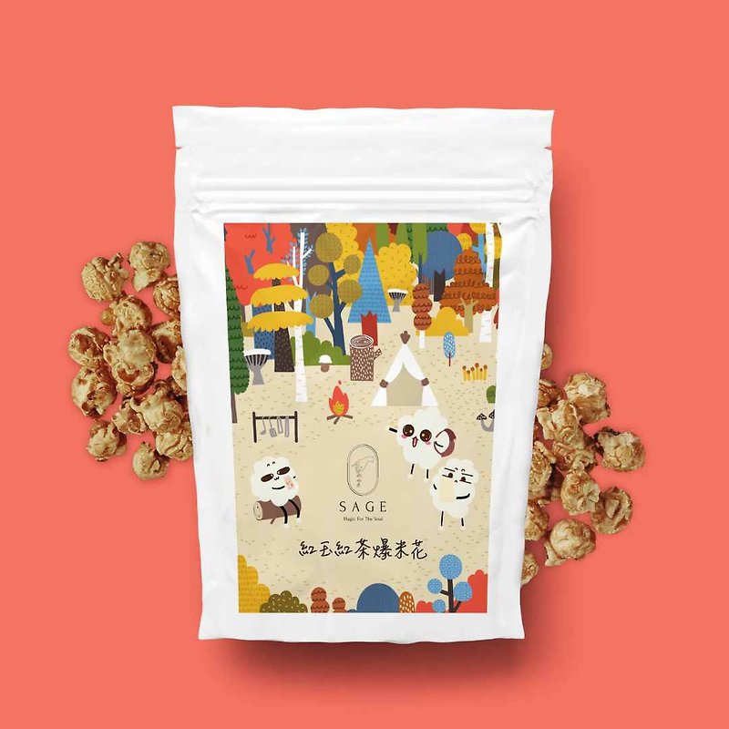 Sage Tea Flavored Popcorn - Ruby Black Tea [Wedding Return Gift for Sisters] - Snacks - Fresh Ingredients Brown