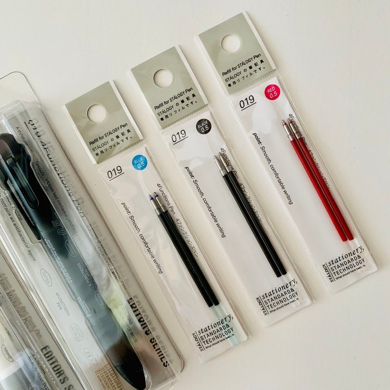 【Stalogy】No.019 multi-function pen - two refill of three colors each, 0.5mm & 0.7mm - Ballpoint & Gel Pens - Plastic 