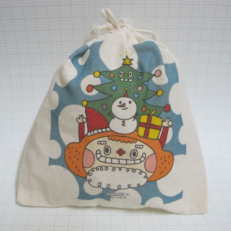 Big Nose Christmas flower pouch (snow) - กระเป๋าเครื่องสำอาง - ผ้าฝ้าย/ผ้าลินิน หลากหลายสี