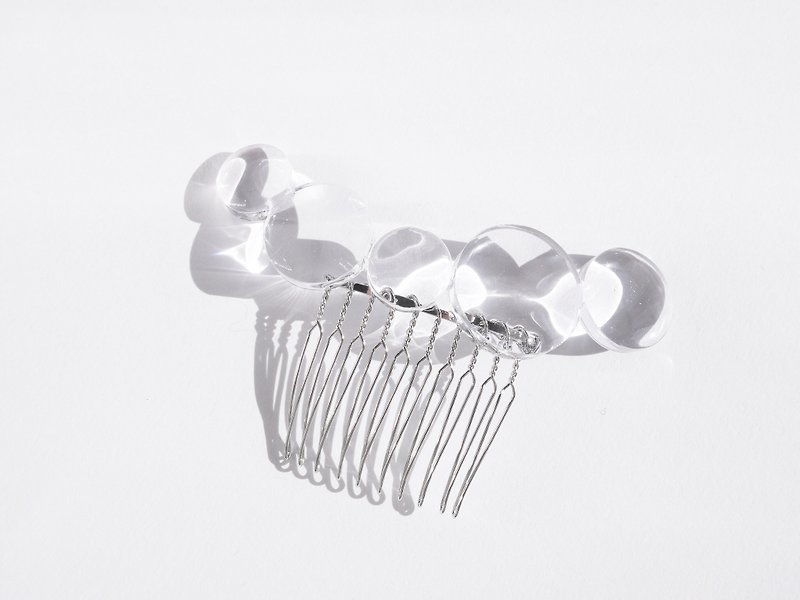 Awa hair comb M (silver) - 髮飾 - 樹脂 銀色