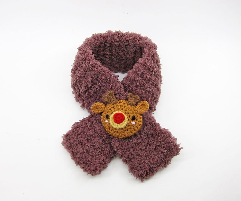 紅鼻麋鹿-保暖圍巾-彌月-寶寶-聖誕節 - 嬰兒飾品 - 其他人造纖維 粉紅色