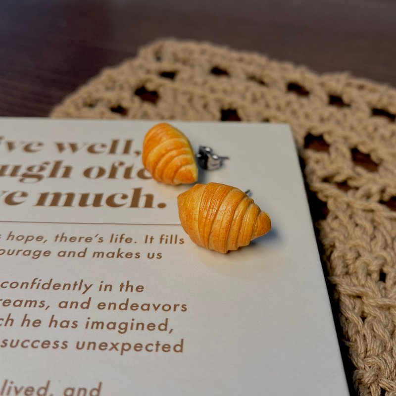 Croissant Clip-on Earrings - Earrings & Clip-ons - Pottery Brown