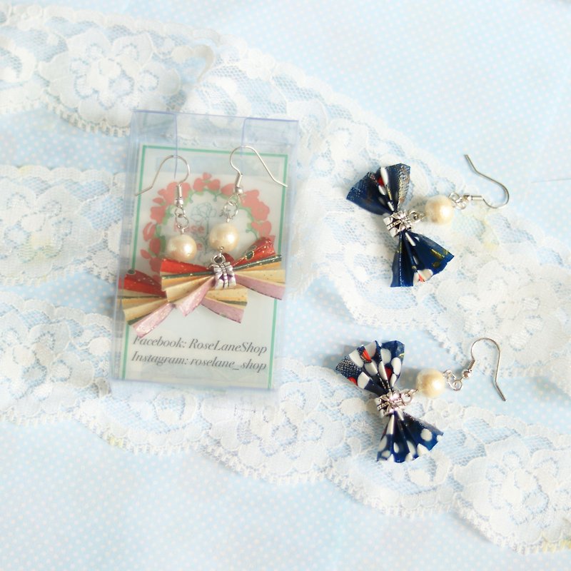 蝴蝶日本綿綿珠耳環(可換耳夾) - 耳環/耳夾 - 紙 藍色