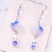 粘土細工】【プラ板】金魚ピアス ブルー プラバン イヤリング