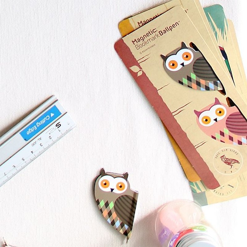 Dessin Bird Magnet Book Pen 2 Entry - Owl, BZC24586B - ปากกา - กระดาษ สีนำ้ตาล