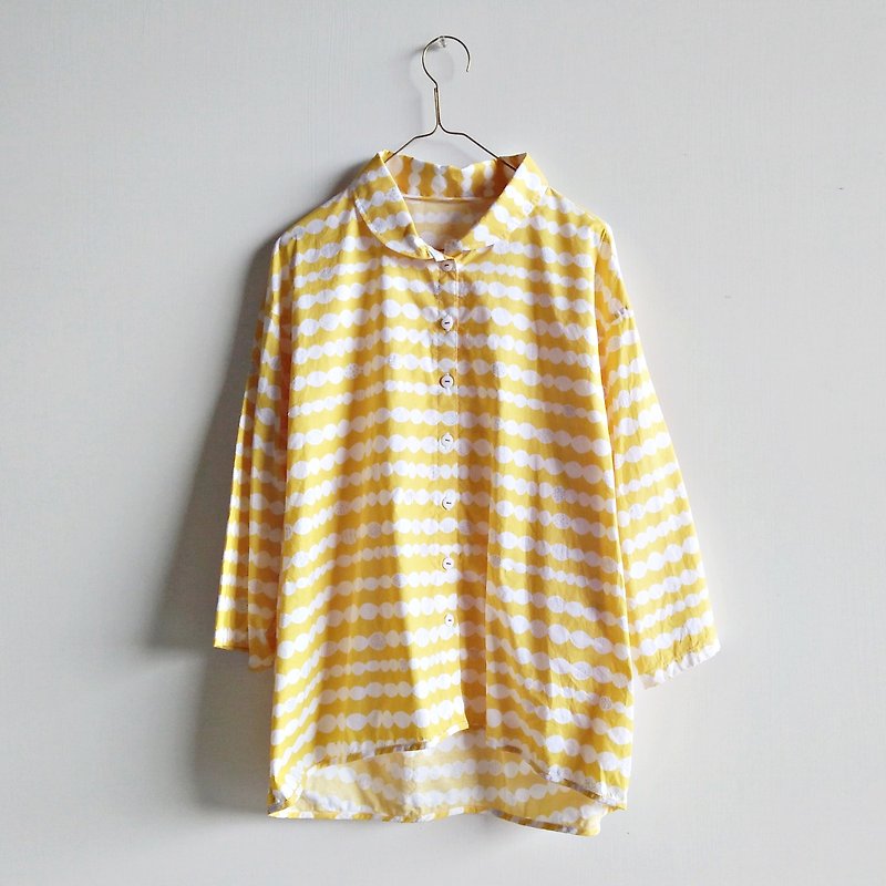 バブル雲黄色のコットンシャツ - シャツ・ブラウス - コットン・麻 イエロー