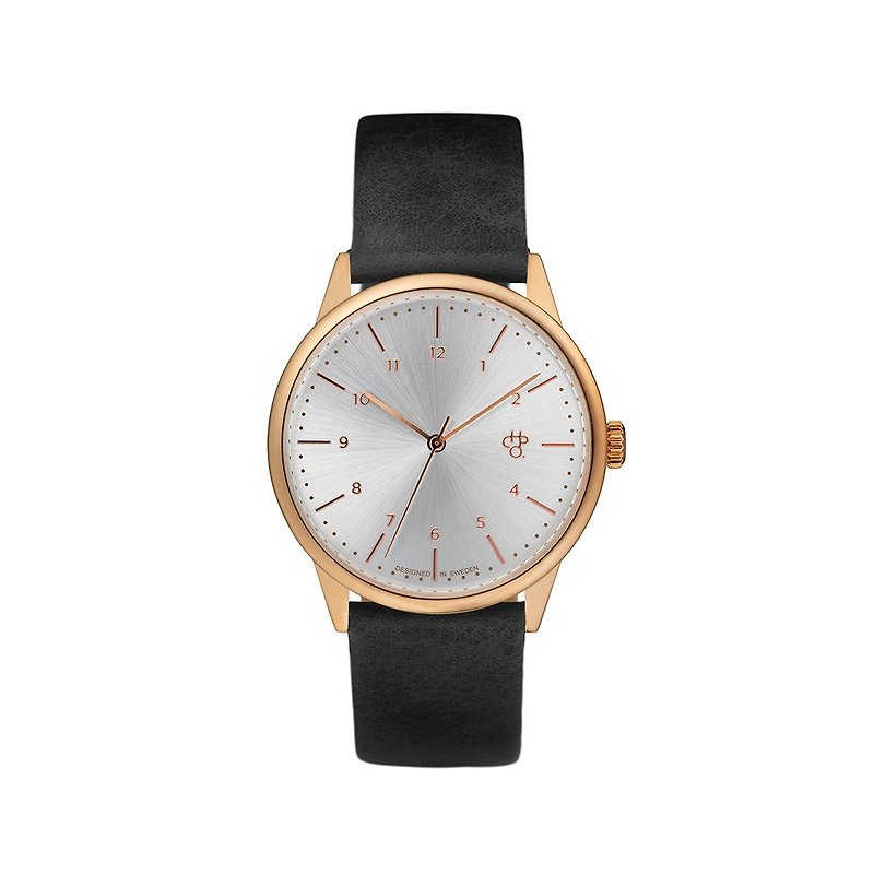 Rawiya Rose Sliver Rose Silver Dial Dark Grey Leather Watch - Men's & Unisex Watches - Faux Leather Gold