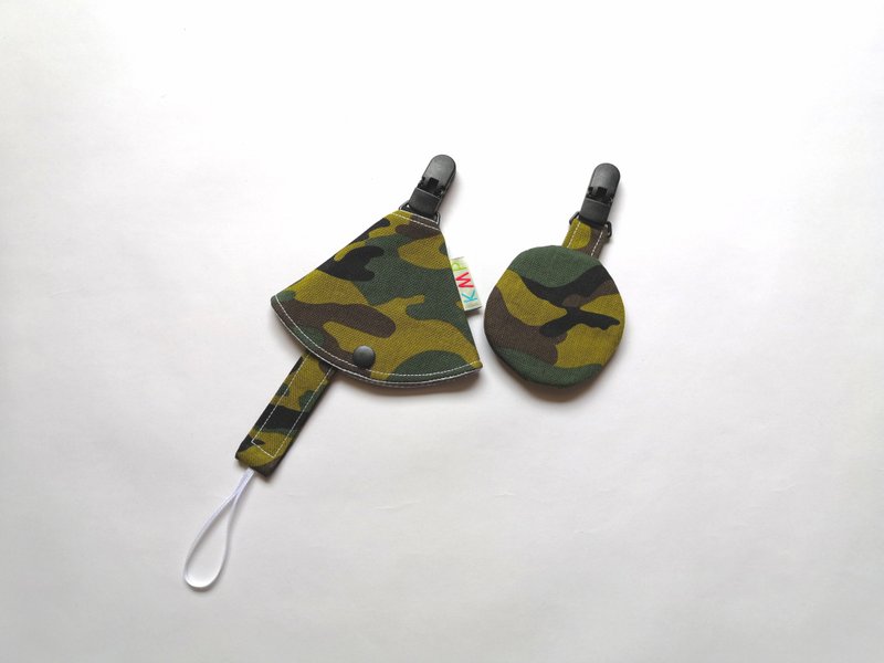 Round safety bag pacifier clip pacifier storage bag combination camouflage - ซองรับขวัญ - ผ้าฝ้าย/ผ้าลินิน สีเขียว