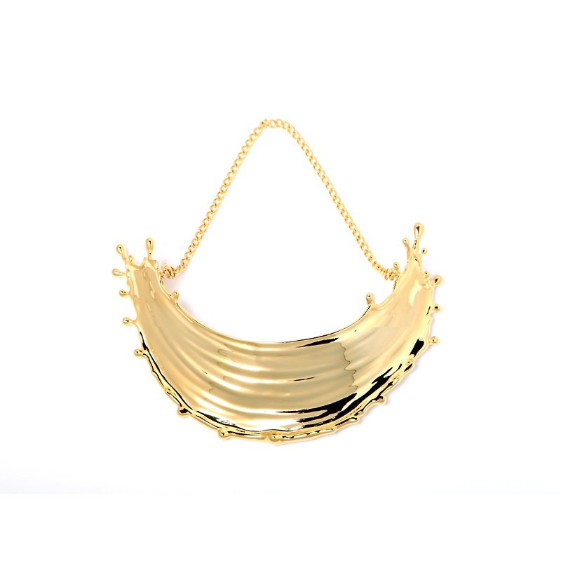 Wave Necklace 金色水花頸鏈 - 頸圈項鍊 - 其他金屬 金色