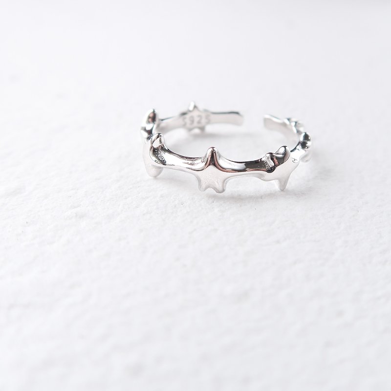 / Stardust/ 925 Sterling Silver Adjustable Ring - แหวนทั่วไป - เงินแท้ สีเงิน