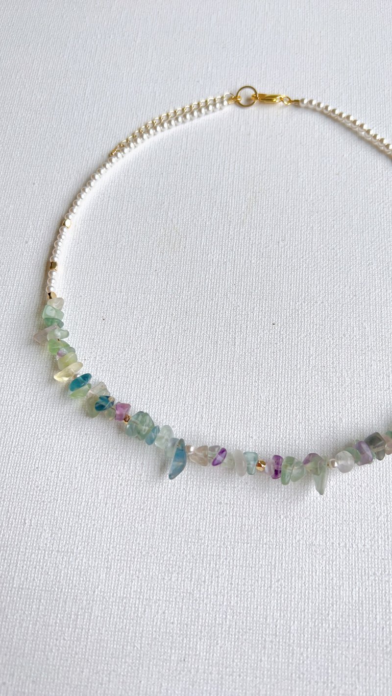 Special offer/Swarovski pearlescent white crystal pearls. Blue, Purple and Green Stone Crystal Pearl Clavicle Chain - Collar Necklaces - Jade Multicolor