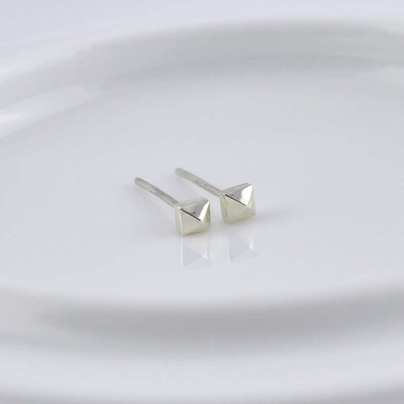 Sterling Silver Pyramid Stud Earrings - Earrings & Clip-ons - Sterling Silver Silver