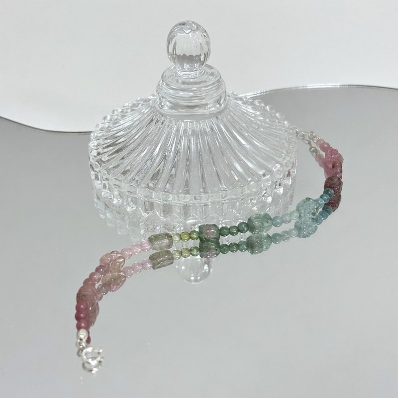 Rainbow light in the rain/tourmaline Pixiu bracelet - สร้อยข้อมือ - เครื่องประดับพลอย หลากหลายสี