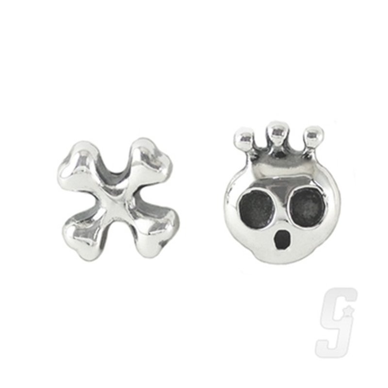 Festivals - love bones jumping skull queen earrings - Earrings & Clip-ons - Other Metals Silver
