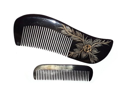AnhCraft Hair Comb Anti-Static Dandruff Resistant, 2PCS Combs Handmade from Buffalo Horn.