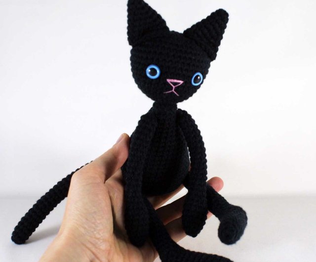 デジタル】かぎ針編みの猫のパターンあみぐるみの猫のパターン黒